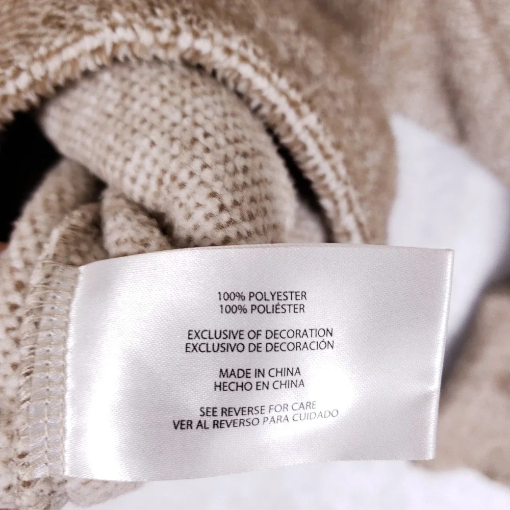 Eddie Bauer Fleece Pullover Sweater Womens Large Mock Neck Heathered Tan Cozy - Picture 5 of 8